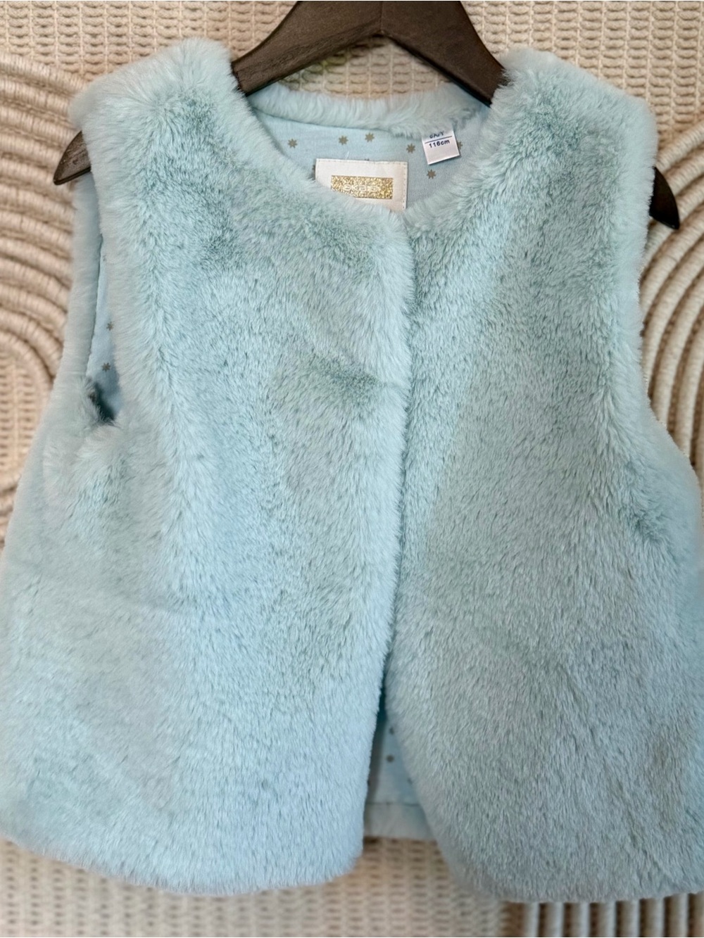 Girls' Light Blue Faux Fur Vest